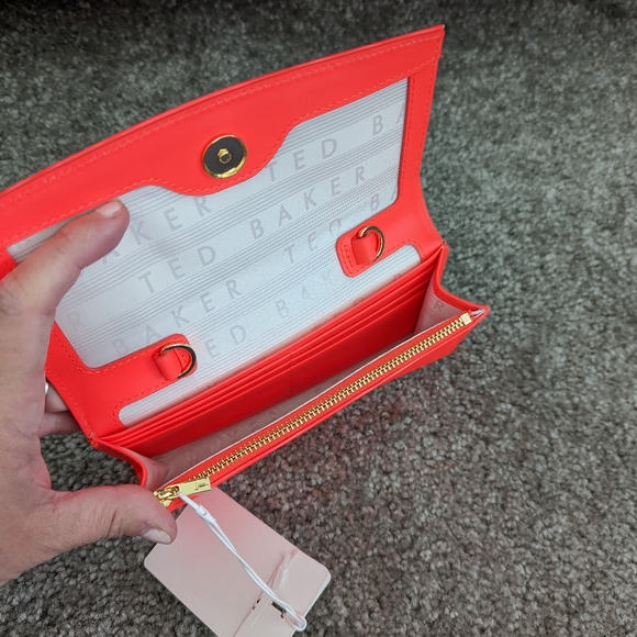 Ted Baker Bow Detail Crossbody Matinee Purse Neon Orange NEW WITH TAGS - Picture 3 of 9